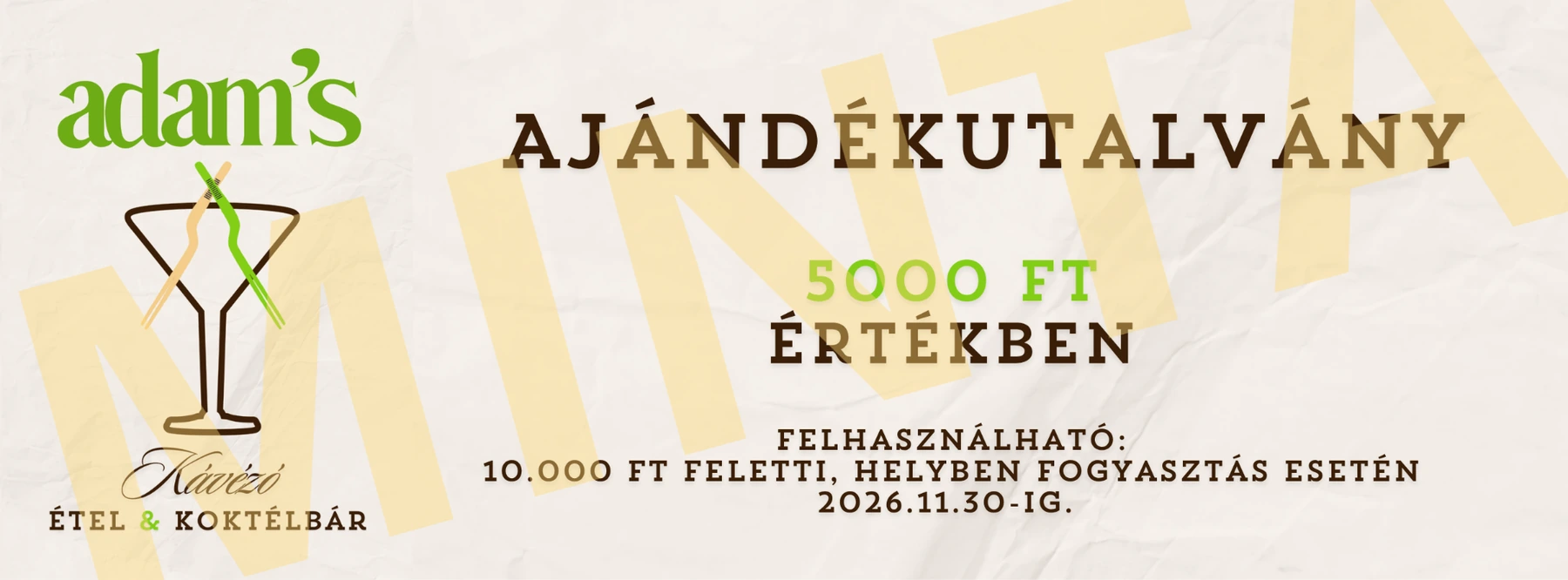Adam's 5000 Ft értékű ajándékutalvány
