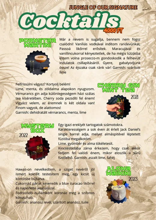 Adam's koktélkínálat